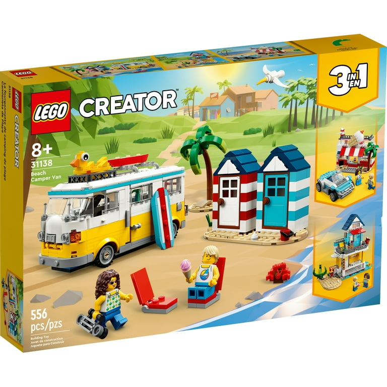 LEGO Creator 3in1 Beach Camper Van Building Kit, Kids Can a Campervan, Ice Cream Shop, and Beach House, Great Gift for Surfer Boys Girls, Pretend Play Beach Life - Walmart.com