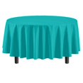 thumbnail image 2 of Exquisite 12-Pack Premium Plastic 84-Inch Round Tablecloth - Aqua Blue, 2 of 5