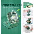 thumbnail image 2 of ZHAOCHENG Ventilador portátil plegable (verde), mini ventilador con banco de energía USB, mini ventilador personal de 3 velocidades, ventilador de escritorio plegable con batería de 3000 mAh, ventilad, 2 of 5