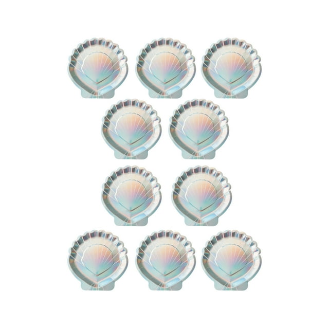 Disposable Dinner Plates Set 10 Pcs Sea Shell Design Multicolor 7 in Paper Plates for Holiday Party Birthday Picnic