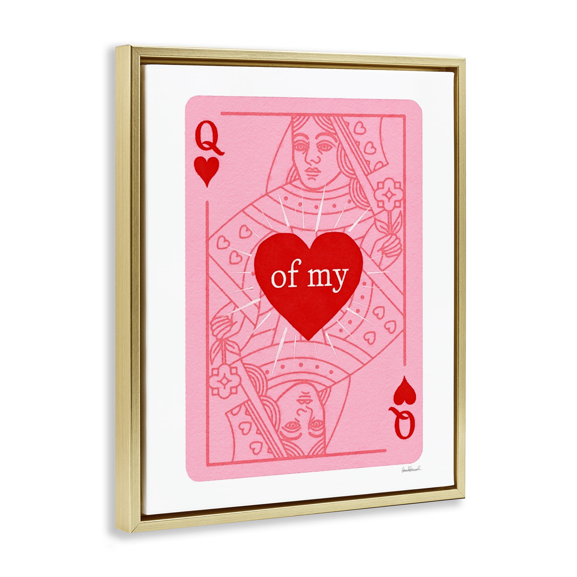 Queen Of My Heart Gold Framed Floater Canvas Wall Art, design by Amanda Greenwood