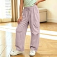thumbnail image 5 of Agkizg Girls Wide Leg Cargo Pants Quickly Dry Lightweight Waist Pants with Multi-Pockets for Outdoor Summer, Sizes 12-13 Years, 5 of 6