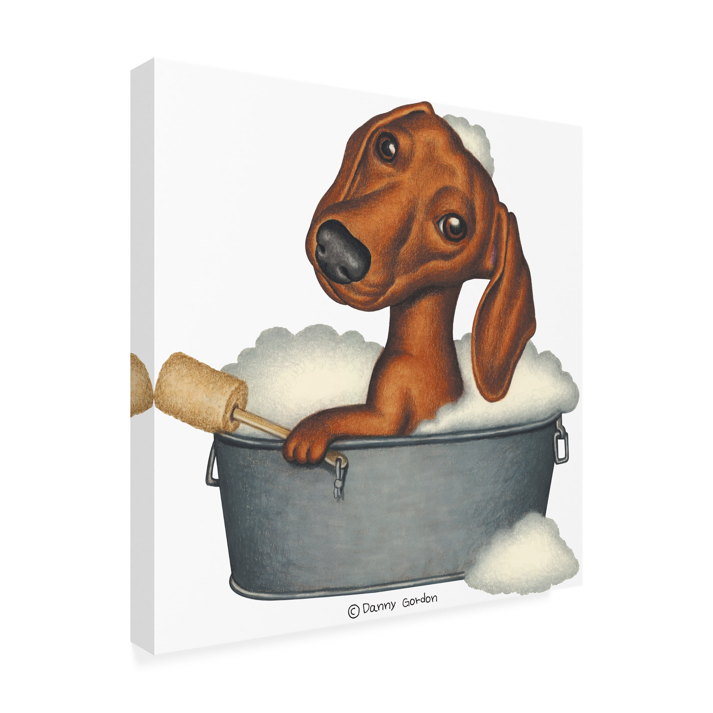 Danny Gordon Art 'Brown Dachshund Bubble Bath' Canvas Art