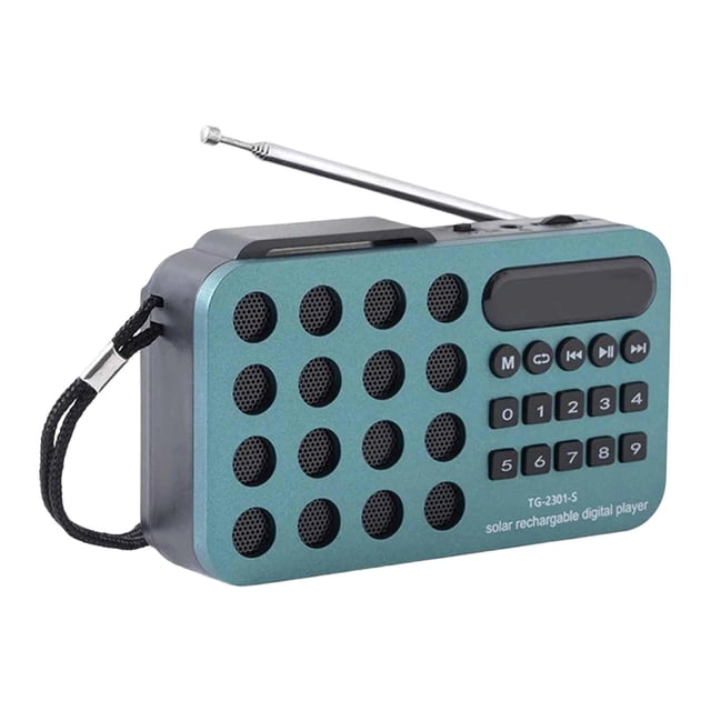 Radio multifunción con reproductor MP3, miniradio FM portátil de bolsillo con auriculares Azul