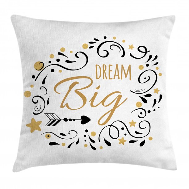 Dream Throw Pillow Cushion Cover, Swirls with Arrows and Dots