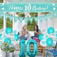 thumbnail image 4 of 10th Birthday Decorations Girl Teal Blue, Double Digits Birthday Decorations with Happy 10th Birthday Balloons Yard Banner Bunting Number 10 Foil Balloon for Teal 10th Birthday Party Supplies, 4 of 7