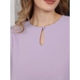 thumbnail image 4 of DARING DIVA Women's Bell Sleeve Top Crew Neck Keyhole Business Blouse S Light Purple, 4 of 7