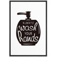 thumbnail image 3 of PixonSign Framed Canvas Print Wall Art Wash Hands Phrase People Structure Typography Modern Art Decorative Elements Fun Black and White for Living Room, Bedroom, Office - 24"x36" Black, 3 of 5