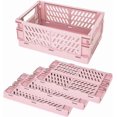 thumbnail image 1 of czcpp-4 Pack Mini [15cm L x 10cm W x 5.7cm H] Plastic Baskets for Shelf Storage Organizing, Durable and Reliable Folding Storage Crate, Ideal for Home Kitchen Classroom(Pink,4pcs).CA, 1 of 4