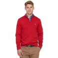 thumbnail image 1 of Vineyard Vines Men's Cotton Quarter Zip Sweater in Red Tomato Check $135.00[M], 1 of 3