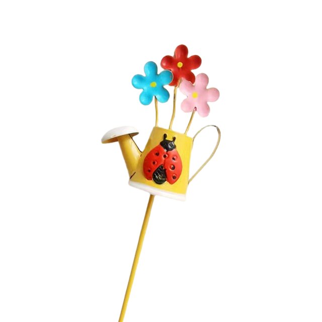 Billuyoard Púa para maceta, inserción de tarjeta de metal resistente, estaca de jardín resistente a la oxidación, varios colores disponibles, Decoración del hogar escarabajos amarillos