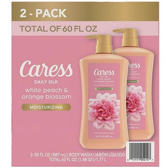 Caress Daily Silk Hydrating Body Wash, White Peach & Orange Blossom (30 fl. oz. Each), 2 Items per Pack