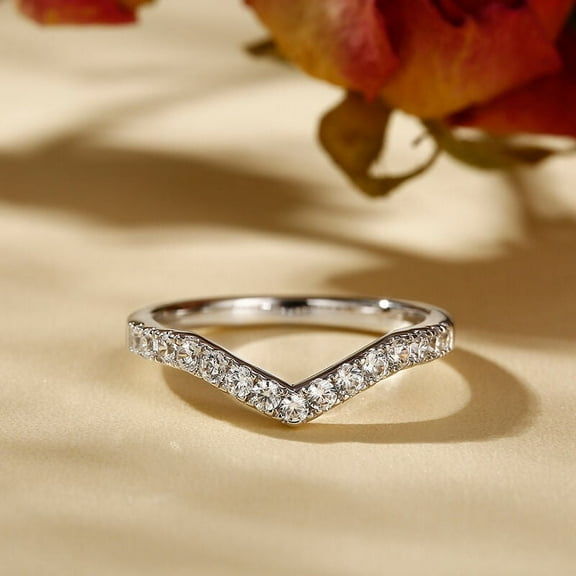 Bow Jewelry 14K White Gold Plated 0.88 Ct Round Cut Moissanite Ring - Stunning Engagement Wedding Jewelry - Gorgeous Anniversary Gift - Ideal for Celebrations - A Timeless Keepsake