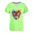 thumbnail image 5 of lcziwo Mardi Gras Scrubs for Women 2025 Spring Summer Short Sleeve T Shirts Nurse Medical Uniforms Casual V Neck Scrub Tops Shirts Green S Gifts for Mom Del Dia, 5 of 6