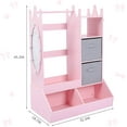 thumbnail image 3 of Historyli Girls Dress Up Storage with Light & Mirror,Kids Armoire with Clothing Rack, Storage Shelves & Bins, Wardrobe Organizer for Toys & Clothes,Pink, 3 of 6