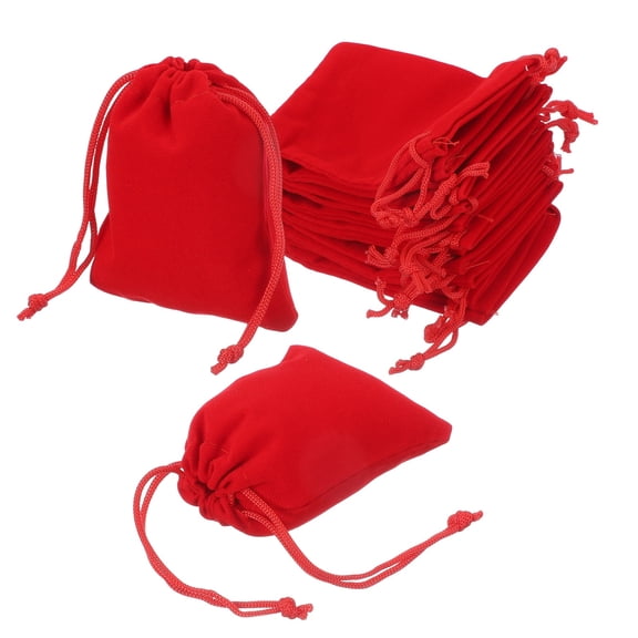 Uxcell 20 Pcs Velvet Drawstring Bag, 2.7 x 3.5 Inch Jewelry Velvet Pouches Gift Bags for Wedding Party Favor Candy Jewelry Packaging Organizing Storage, Red