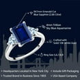 thumbnail image 2 of Gem Stone King 10K White Gold Blue Sapphire and Sky Blue Aquamarine Engagement Ring | 2.86 Cttw | Emerald Cut 9X7MM | Trillion 4MM | 3 Stone Gold Ring for Women (Size 5), 2 of 4