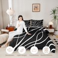 thumbnail image 3 of Homewish Aesthetic Lines Queen Comforter Set,Modern Geometric Comforter Sets Queen,White,Black Reversible,3 Pieces,1 Comforter and 2 Pillowcases, 3 of 7
