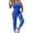 14# Blue, variant on Womens One Piece Adjustable Straps Cargo Casual Overalls Suspenders Lace Up Tight High Waist Sleeveless Jumpsuits Black S