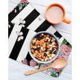 thumbnail image 3 of Pink Flowers Kitchen Dish Towels for Drying Dishes Set of 3, Spring Floral Butterflies Black White Striped Farmhouse Waffle Weave Microfiber Hand Tea Bathroom Towels Quick Dry & Absorbent Towel 12x12, 3 of 7