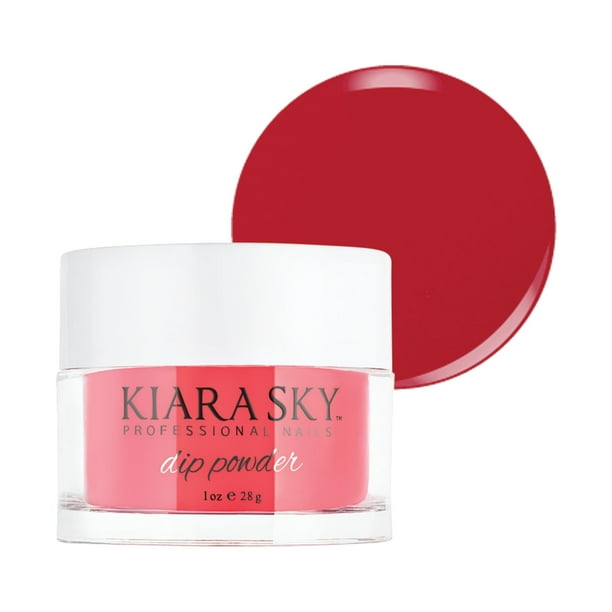 Kiara Sky Polvo de inmersión para uñas de larga duración, tonos rojos, 1 oz en flor