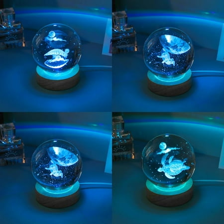 

WAGZOQN 3D Crystal Lights Lamp Glowing Planetary Night Light Crystal Ball Night Lights Bedside Light Decor Christmas Gift