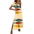 thumbnail image 1 of VEKDONE Womens Spring And Summer V-Neck Solid Casual Short Sleeved Long Sundress Multicolor L, 1 of 3