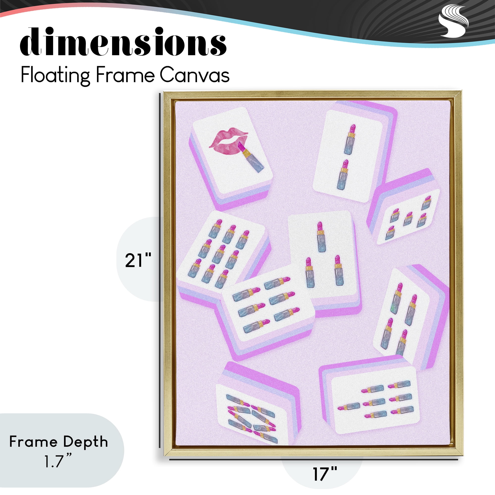 Stupell Industries Glam Lipstick Mahjong Tiles Gold Framed Floater Canvas Wall Art, design by Ziwei Li