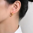 thumbnail image 7 of HOOUN Simple Round Hoop Earrings stainless steel Beads C-shaped Earrings Golden Women-13mm, 7 of 7