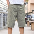 thumbnail image 4 of sunsanly Summer Cropped Pants Elastic Waist Zipper Fly Shorts with Zippered Pockets Straight Wide Leg Athletic Shorts Streetwear, 4 of 8