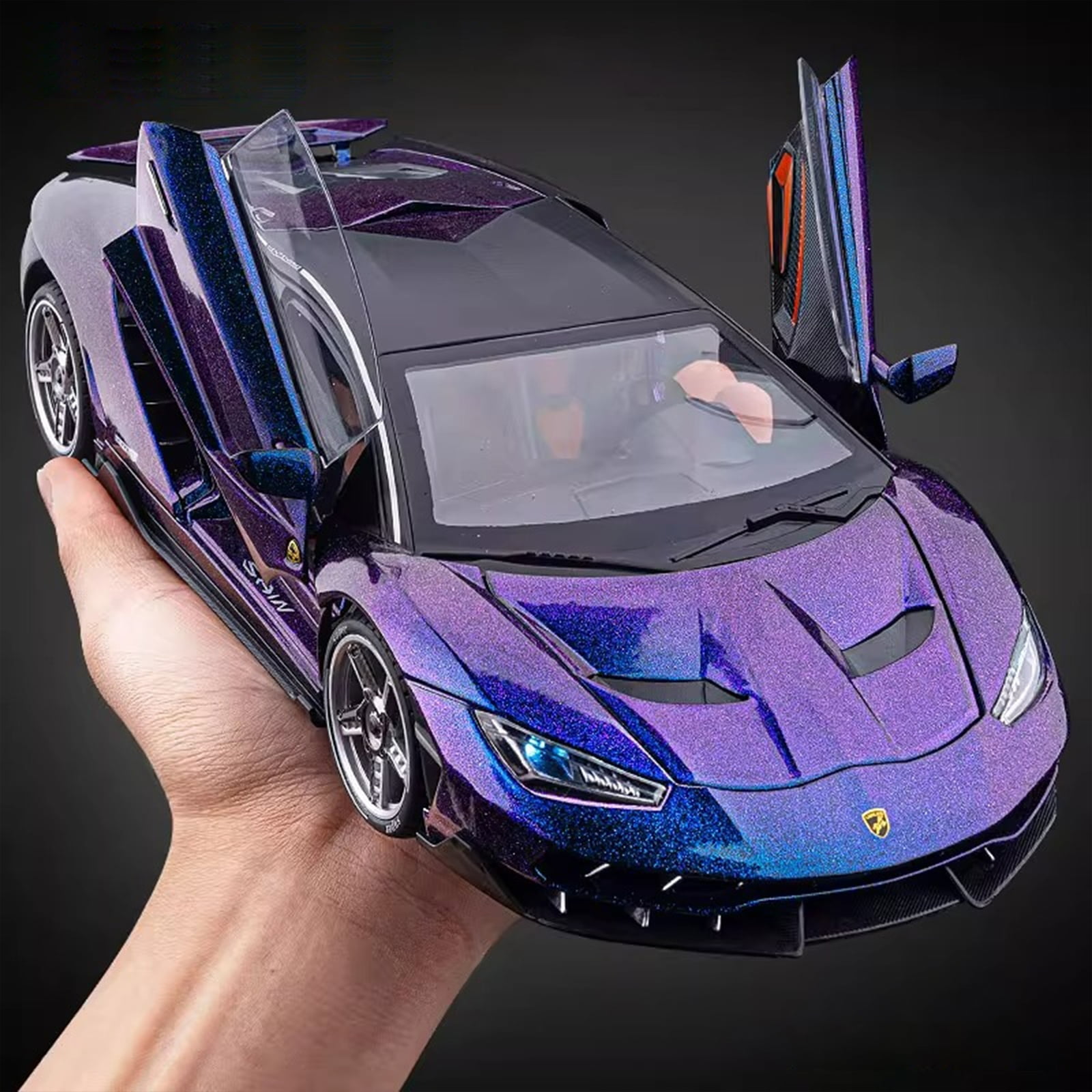Anmyjuly 1:18 scale LP770 sports car model kits with Alloy Body, Shock Absorption Tires, Simulated Lights & Sound, Steerable Front Wheels & Adjustable Rear Wing, die cast metal toy cars