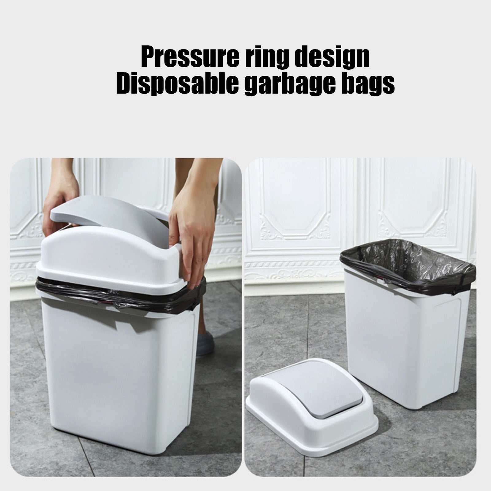 Winter Poetry Upgrade Swing Top Lid Trash Can, 4.5 Gallon Step-On Kitchen Bathroom Garbage Bin, Hands-Free Automatic Open/Close Wastebasket for Home office(White)