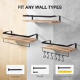thumbnail image 2 of CHAO Juego de 2 estantes de pared flotantes de madera, toallero y ganchos extraíbles, carga máxima 15 kg para sala de estar, dormitorio, oficina, baño, cocina, 2 of 5