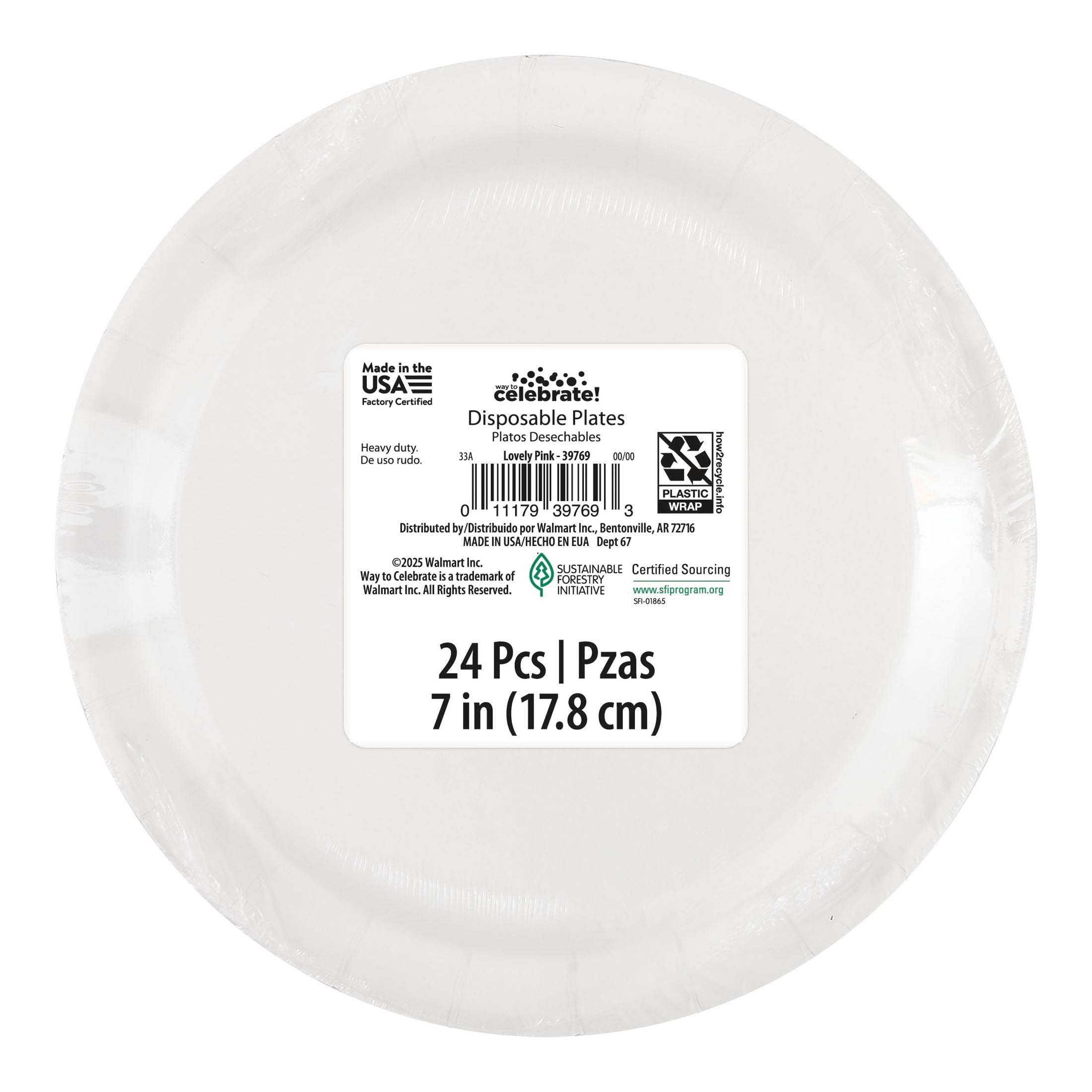 24CT 7IN Light Pink Dessert Paper Plates by Way To Celebrate