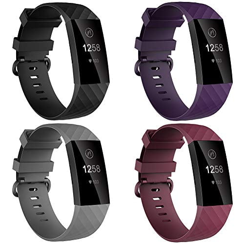 4 Pack Bands for Fitbit Charge 3/ Charge 4/Charge3 SE,Soft Waterproof Wristbands 