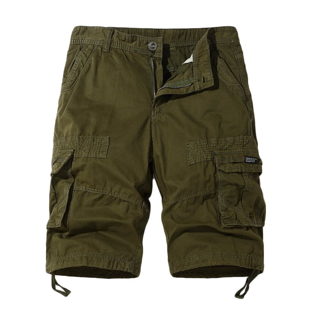 FAIWAD Men's Casual Elastic Waist Zipper Multi-Pockets Short Pants Drawstring Hem Loose Outdoor Shorts