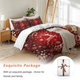 thumbnail image 7 of Christmas Reindeer Bedding Duvet Cover Set Queen Size 4 Pieces Gold Snowflakes Winter Red Fantasy Bedding Set with Zipper Closure, 1 Comforter Cover 90x92 Inches 1 Flat Sheet & 2 Pillow Cases, 7 of 7