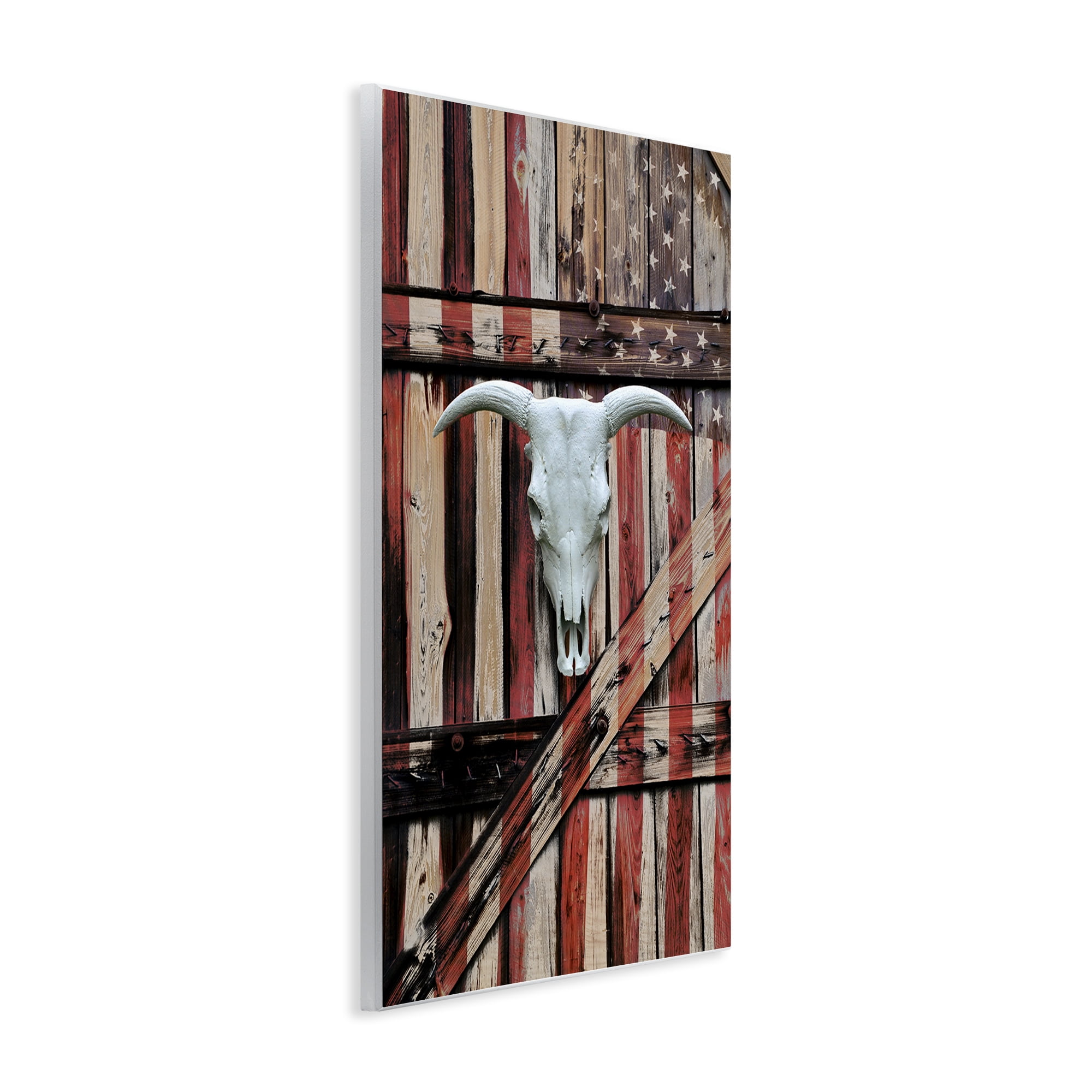 Stupell Industries Patriotic Cow Skull Transportation Painting Unframed Art Print Wall Art, 10 x 15