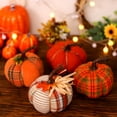 thumbnail image 2 of Bewildely Calabaza de otoño tejida a mano, decoración rústica, versátil, ideal para almacenar y usar en exteriores. Jardín vivo. Decoración del hogar Beige + Cuadros, 2 of 6