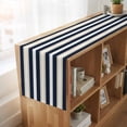 thumbnail image 6 of Khaki Navy Blue Striped 108 Inch Table Runner, Farmhouse Abstract Lines Art Farmhouse Dresser Scarf Cotton & Linen Tablerunner for Dining/Kitchen Island/Holiday Party Décor 13" x 108", 6 of 9