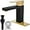 Brushed Gold Plate/Matte Black, variant on Bathroom Faucet 1 Hole, Single Handle Stainless Steel Bathroom Sink Faucet, Modern Vanity Faucets with Deck Plate,Water Supply Hoses and Pop Up Drain,Matte Black