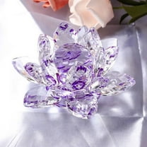 F Crystal Lotus Flower Figurine Valentine Wedding Decor Glass Craft Collection Paperweight Table Orn White crystal