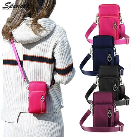 Spencer Water Resistant Nylon Waist Wallet Bag Crossbody Mini Shoulder Purse Arm Pouch Holder Bag Running Gym for Cell Phone (less than 7