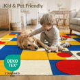 thumbnail image 4 of ODIKA Hopscotch Modern Abstract Path With Checkerboard Arcade Motifs Low Profile Flatwoven for Great Room, Indoor Open Concept, Large Living, 4 of 7
