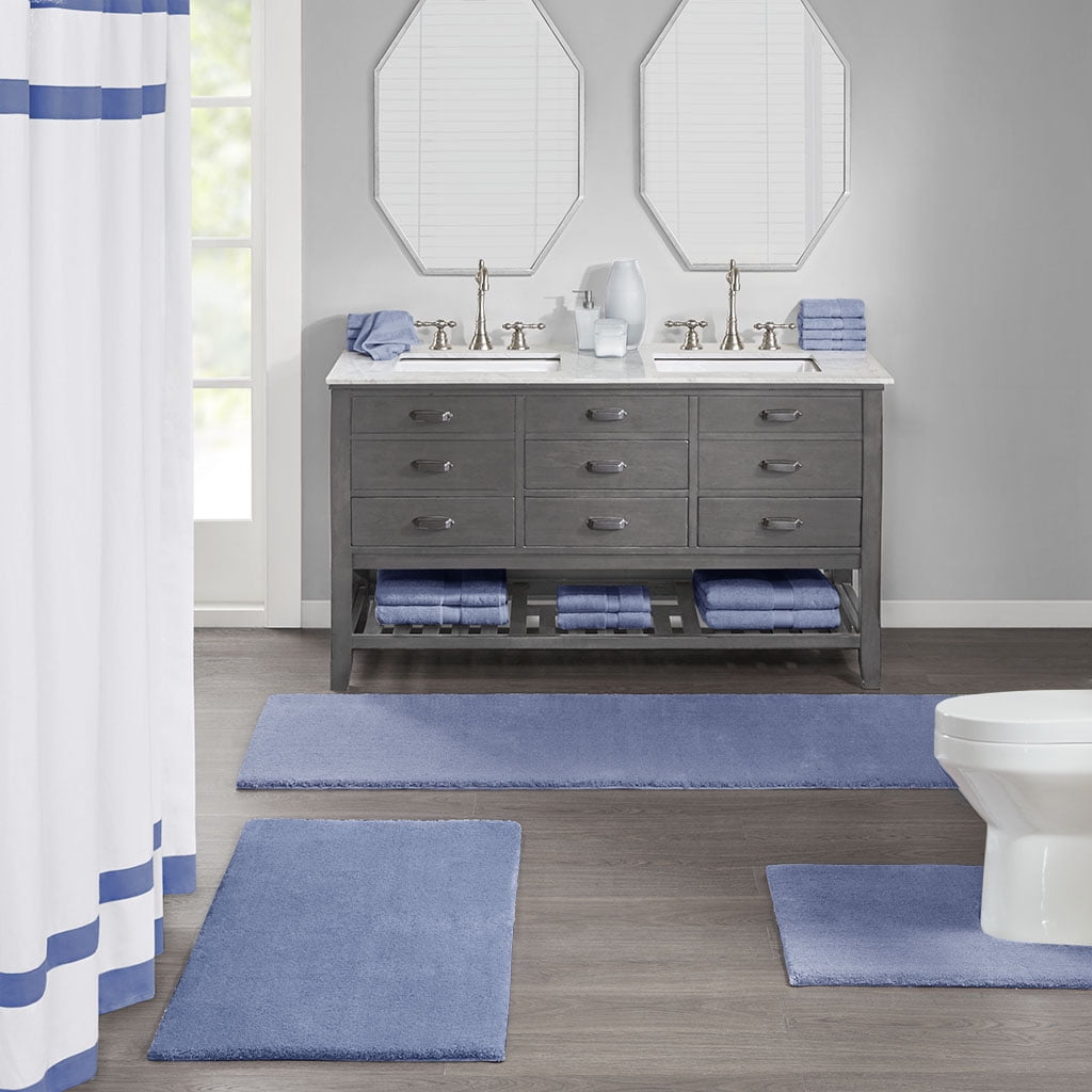 MAYEERTY Soft Polyester Bath Runner Rug, 24" x 40", Navy