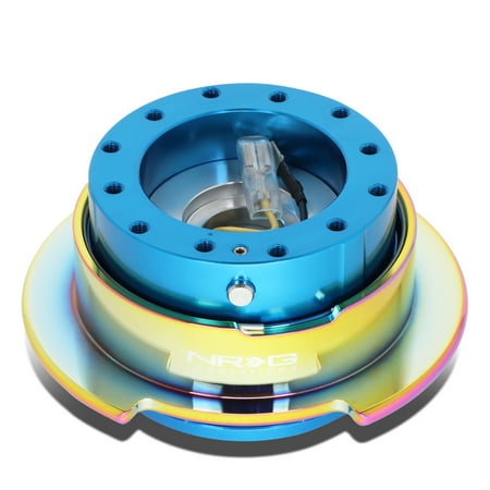 Quick Connect Rotary Steering - NRG Innovations SRK-250BL-MC Steering Wheel Quick Release Adapter Gen 2.5 Blue Body/Neo Chrome Ring
