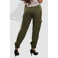 thumbnail image 5 of Satin Cargo Joggers With Self Waist Tie - Olive, 5 of 9