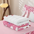 thumbnail image 5 of Homewish Pink Drippy Baseball Stitch Print Zipper Twin Comforter Sets with Fitted Sheet and 2 Pillowcases,Sports Monogram Zipper Bedding Set For Kids Boys And Girls,Reversible,4 Pieces, 5 of 7