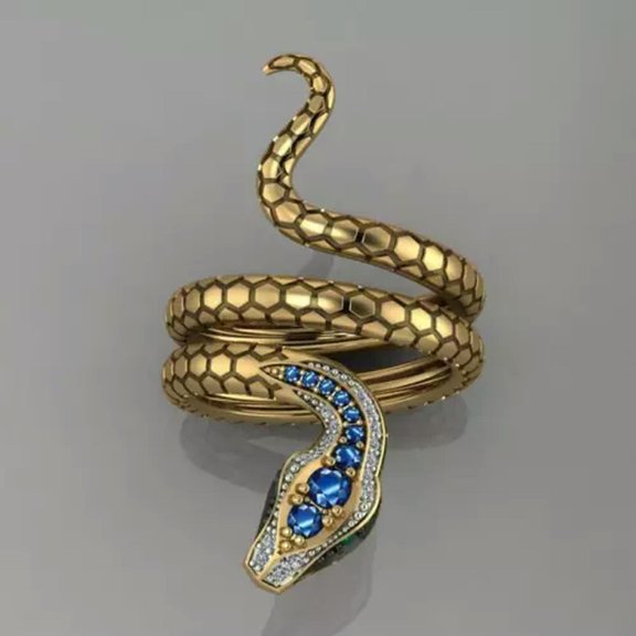 Snake 18k Yellow Gold Plated Ring Cubic Zircon Fashion Party Ring Sz 6-10