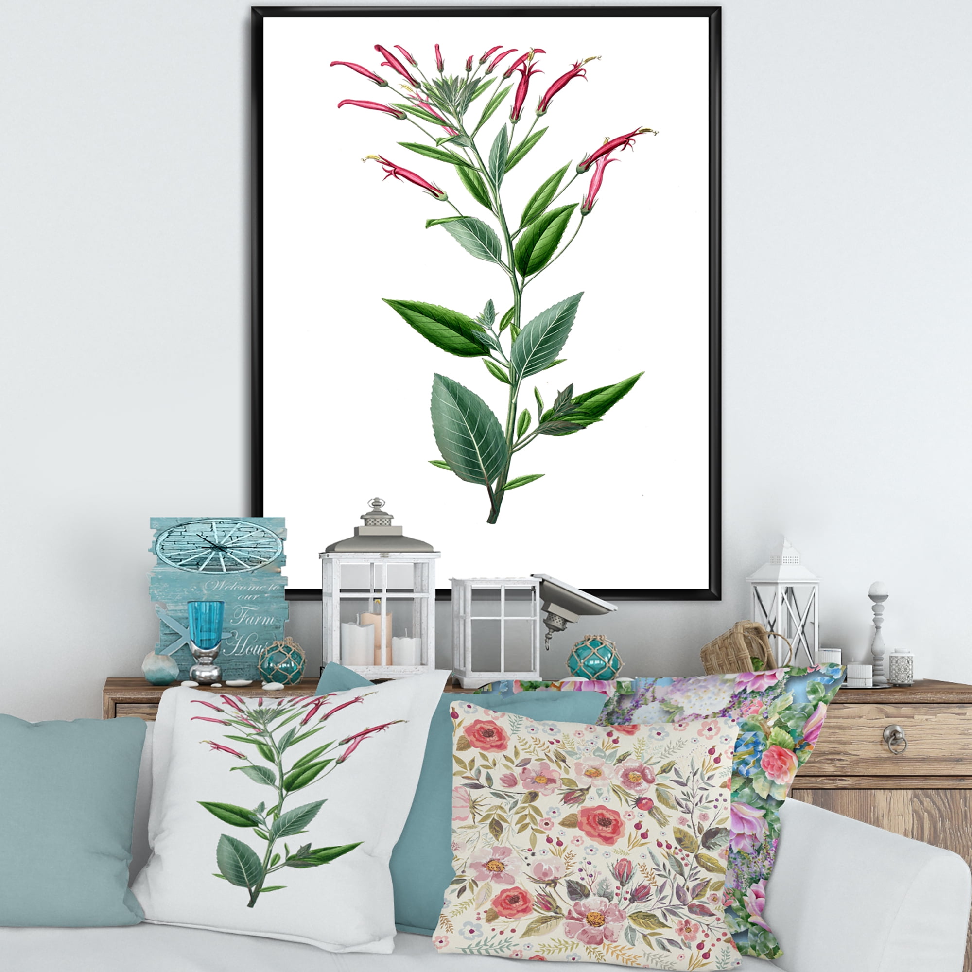 Designart 'Ancient American Flora III' Traditional Framed Canvas Wall Art Print